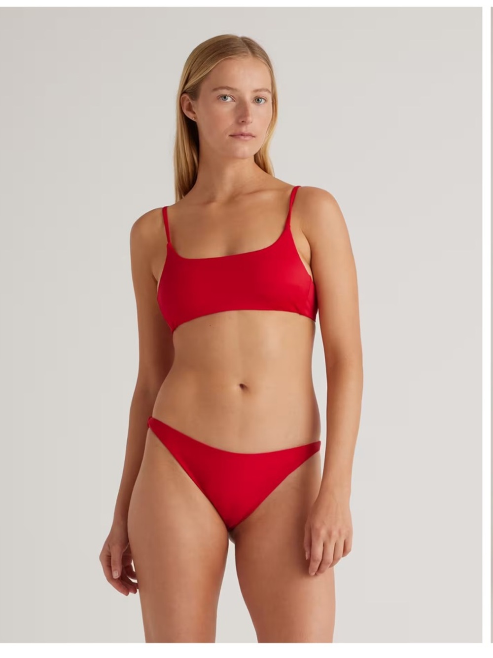 Quince Italian Scoop Neck Bikini Top Sz M Cherry NeW